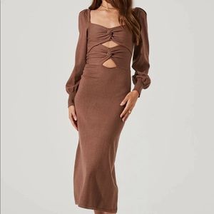 ASTR Cut out Long Sleeve Sweater Dress